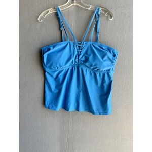 Women's XL 16-18 Double Strap Padded Tankini Top Blue Time And True‎ Beach Pool